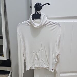 Levi's Womans White Ribbed Tutleneck Xl Knit Cropped Top